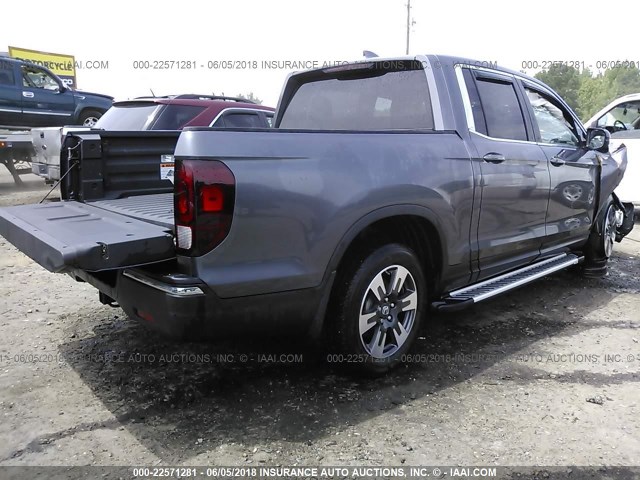 5FPYK2F66HB010489 - 2017 HONDA RIDGELINE RTL GRAY photo 4