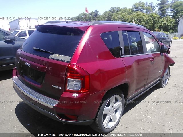 1J4NF5FB9BD191563 - 2011 JEEP COMPASS LIMITED RED photo 4