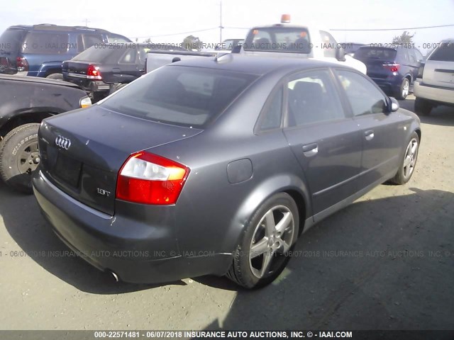 WAUJC68E14A064592 - 2004 AUDI A4 1.8T GRAY photo 4