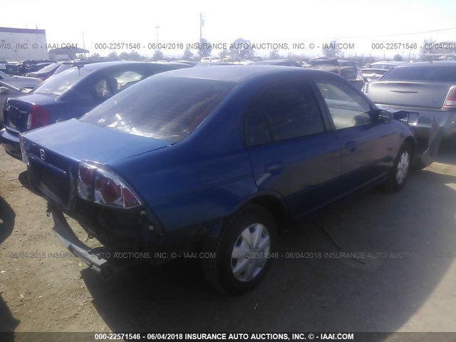 1HGES163X4L015490 - 2004 HONDA CIVIC DX VP BLUE photo 4