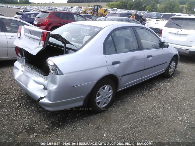 1HGES16355L029217 - 2005 HONDA CIVIC DX VP SILVER photo 4