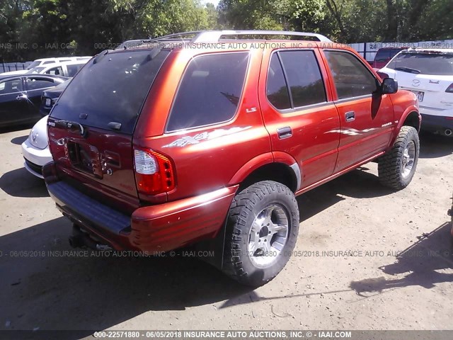 4S2DM58W114342874 - 2001 ISUZU RODEO S/LS/LSE MAROON photo 4