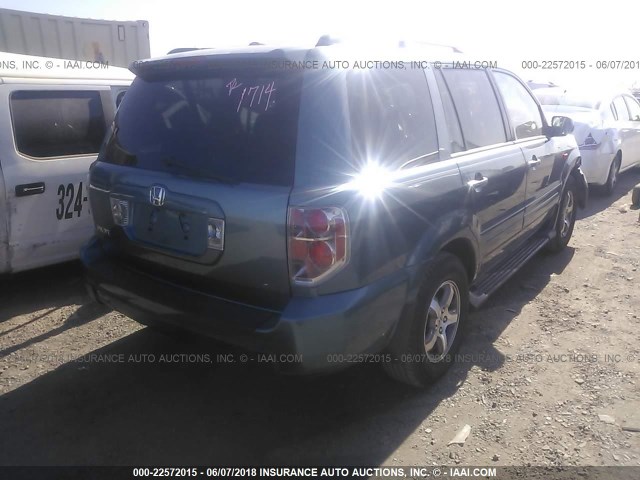 5FNYF28566B048660 - 2006 HONDA PILOT EX BLUE photo 4