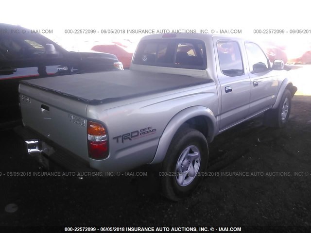 5TEGN92N54Z377796 - 2004 TOYOTA TACOMA DOUBLE CAB PRERUNNER SILVER photo 4