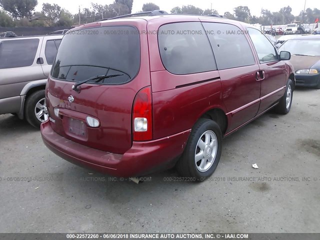 4N2ZN15T92D806414 - 2002 NISSAN QUEST GXE RED photo 4