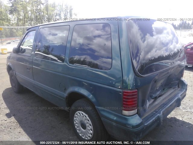 2P4GH2537SR372087 - 1995 PLYMOUTH VOYAGER GREEN photo 3