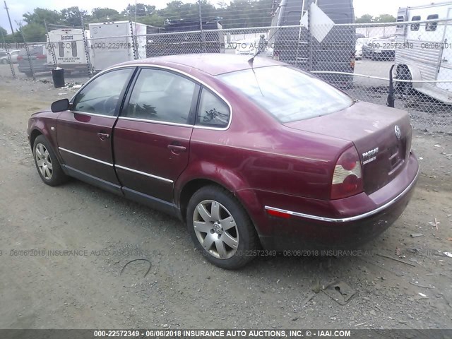 WVWRH63B01E149495 - 2001 VOLKSWAGEN PASSAT GLX MAROON photo 3