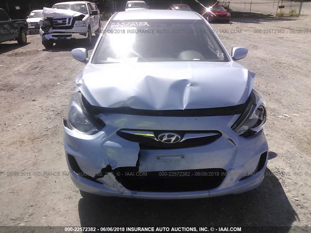 KMHCT5AEXEU176383 - 2014 HYUNDAI ACCENT GLS/GS BLUE photo 6