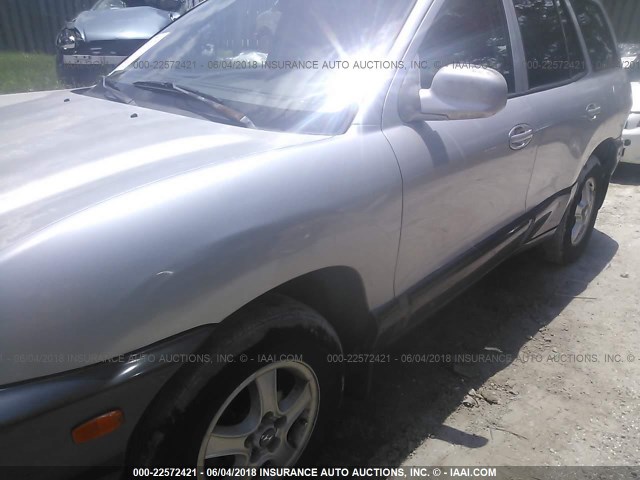 KM8SC83D31U096709 - 2001 HYUNDAI SANTA FE GLS/LX SILVER photo 6