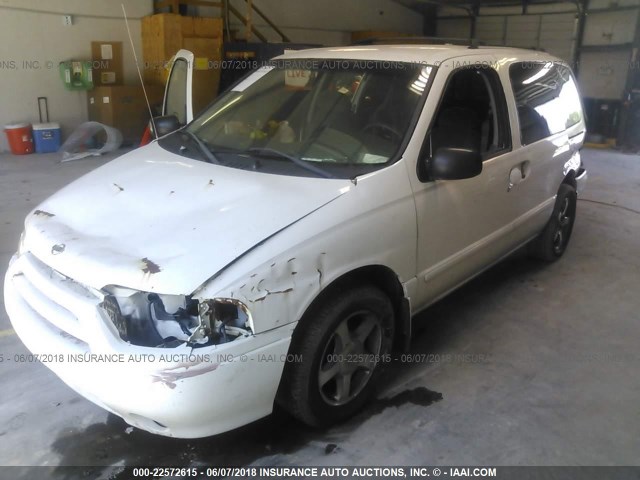 4N2ZN16T12D803800 - 2002 NISSAN QUEST SE WHITE photo 2