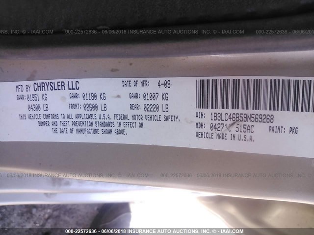 1B3LC46B59N569268 - 2009 DODGE AVENGER SE/SXT GOLD photo 9