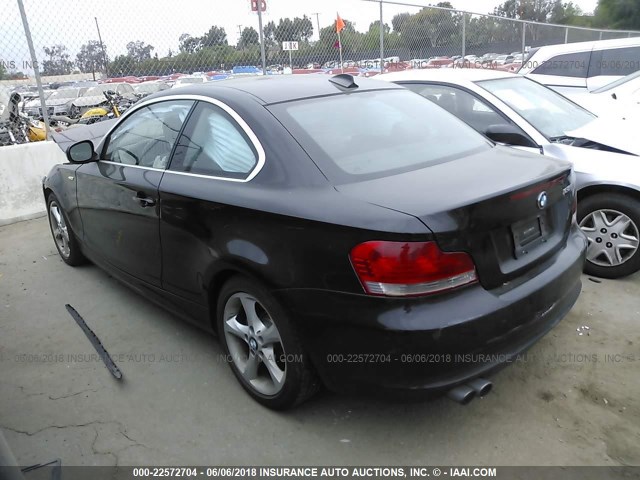 WBAUP9C56BVL90596 - 2011 BMW 128 I BLACK photo 3