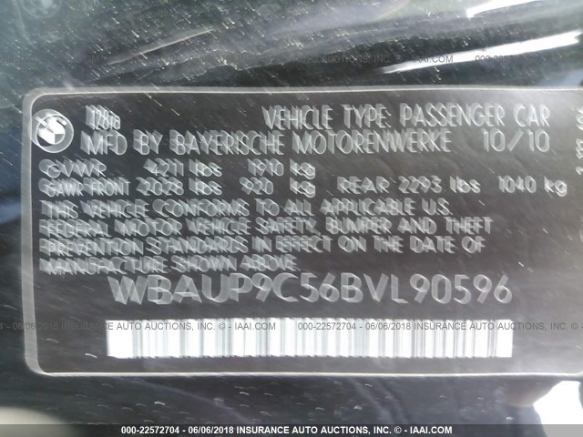 WBAUP9C56BVL90596 - 2011 BMW 128 I BLACK photo 9