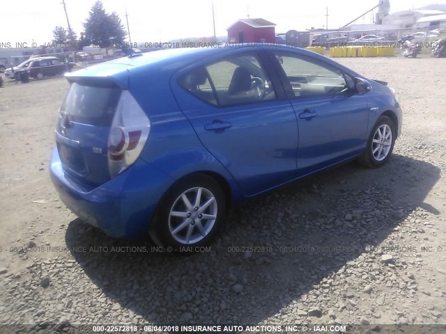 JTDKDTB34C1523736 - 2012 TOYOTA PRIUS C BLUE photo 4