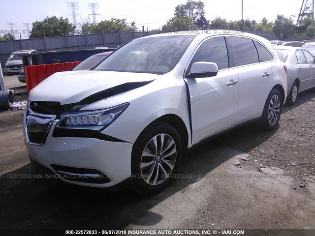 5FRYD3H44FB010572 - 2015 ACURA MDX TECHNOLOGY WHITE photo 2