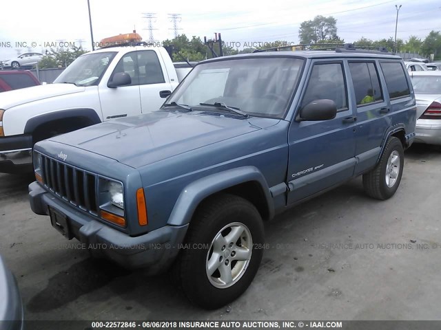 1J4FF68S8XL550180 - 1999 JEEP CHEROKEE SPORT/CLASSIC Light Blue photo 2