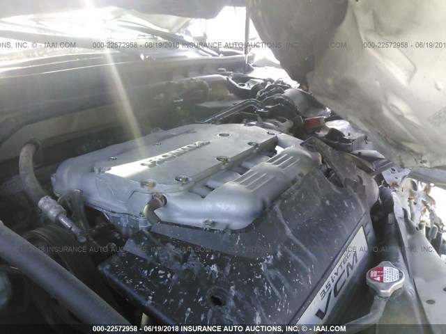 5KBCP3F86AB012875 - 2010 HONDA ACCORD EXL WHITE photo 10