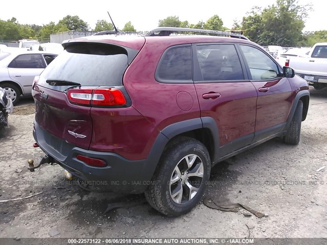 1C4PJMBS1EW201766 - 2014 JEEP CHEROKEE TRAILHAWK 红色 照片 4