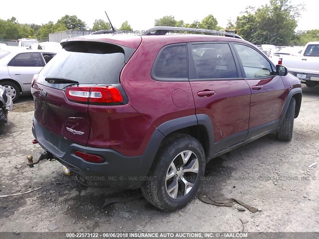 1C4PJMBS1EW201766 - 2014 JEEP CHEROKEE TRAILHAWK RED photo 4