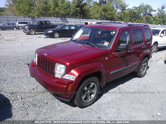 1J8GN28K78W163456 - 2008 JEEP LIBERTY SPORT BURGUNDY photo 2