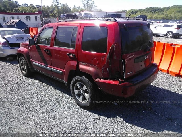 1J8GN28K78W163456 - 2008 JEEP LIBERTY SPORT BURGUNDY photo 3