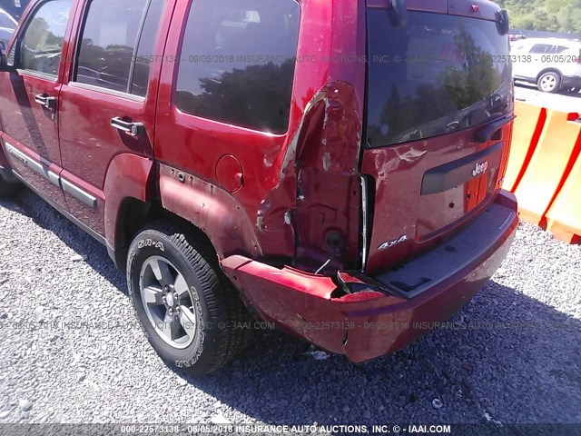 1J8GN28K78W163456 - 2008 JEEP LIBERTY SPORT BURGUNDY photo 6