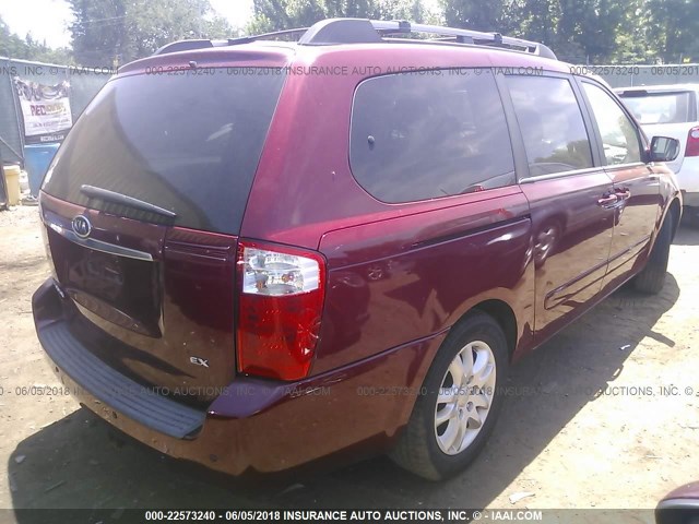 KNDMB233376167439 - 2007 KIA SEDONA EX/LX RED photo 4