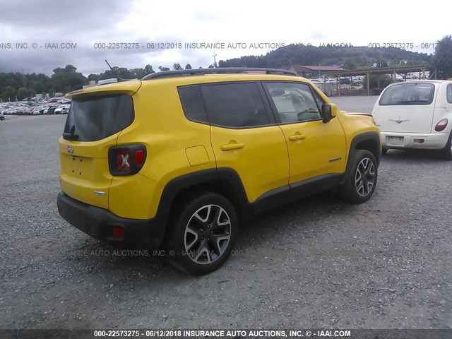 ZACCJBBT9FPC45492 - 2015 JEEP RENEGADE LATITUDE YELLOW photo 4