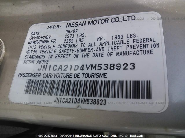 JN1CA21D4VM538923 - 1997 NISSAN MAXIMA GLE/GXE/SE GOLD photo 9