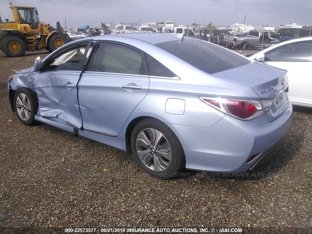 KMHEC4A41DA099266 - 2013 HYUNDAI SONATA HYBRID BLUE photo 3