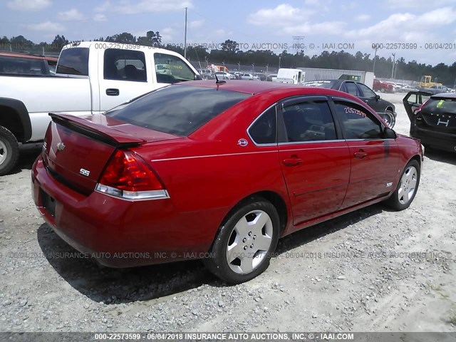 2G1WD58C589184503 - 2008 CHEVROLET IMPALA SUPER SPORT RED photo 4