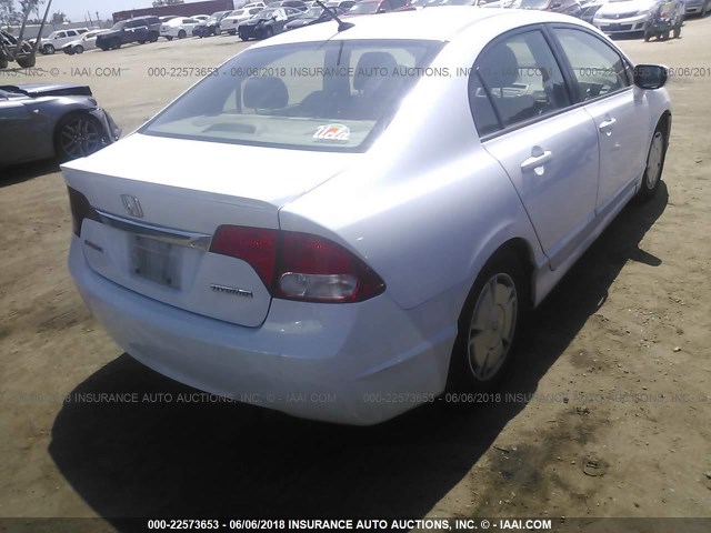 JHMFA36299S004842 - 2009 HONDA CIVIC HYBRID WHITE photo 4