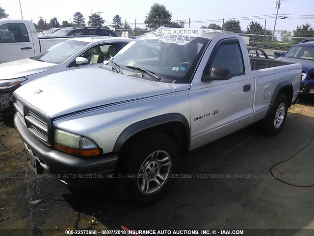 1B7FL16X32S553986 - 2002 DODGE DAKOTA SXT GRAY photo 2