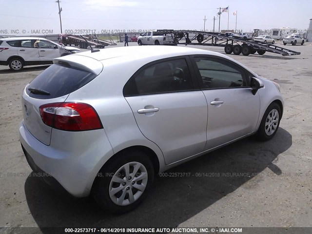 KNADM5A38C6090816 - 2012 KIA RIO LX SILVER photo 4