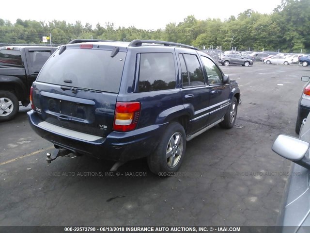 1J8GW68J64C319817 - 2004 JEEP GRAND CHEROKEE OVERLAND BLUE photo 4