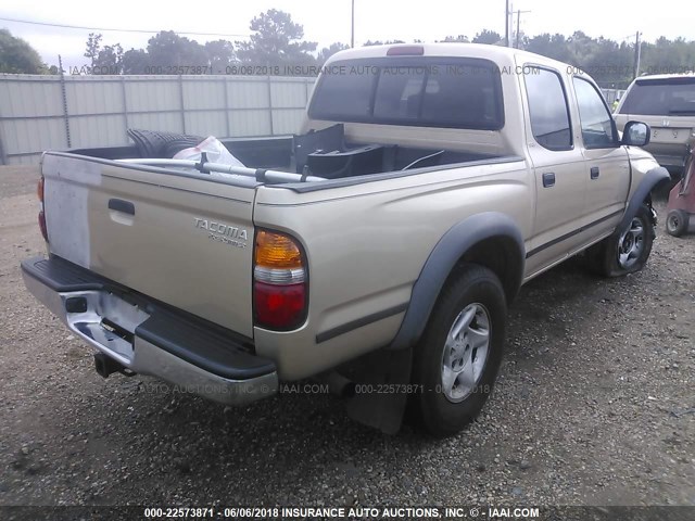 5TEGM92N51Z738443 - 2001 TOYOTA TACOMA DOUBLE CAB PRERUNNER GOLD photo 4