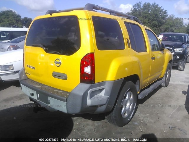 5N1AN08U97C531666 - 2007 NISSAN XTERRA OFF ROAD/S/SE YELLOW photo 4