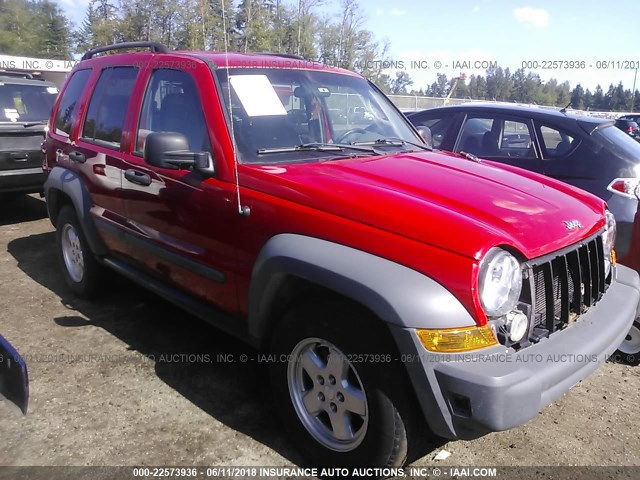 1J4GL48K25W551189 - 2005 JEEP LIBERTY SPORT RED photo 1