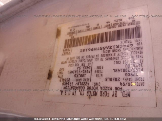 4F4CR12A8RTM96182 - 1994 MAZDA B2300 WHITE photo 9