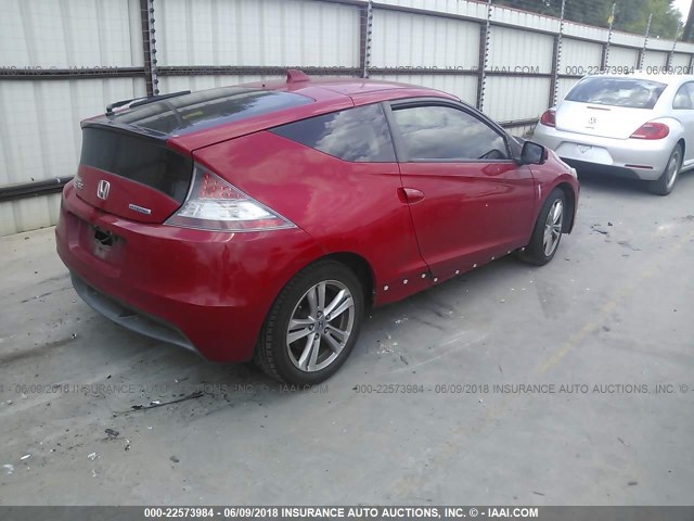 JHMZF1C64BS012217 - 2011 HONDA CR-Z EX RED photo 4