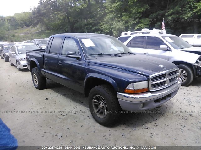 1D7HG48N54S611213 - 2004 DODGE DAKOTA QUAD SLT BLUE photo 1