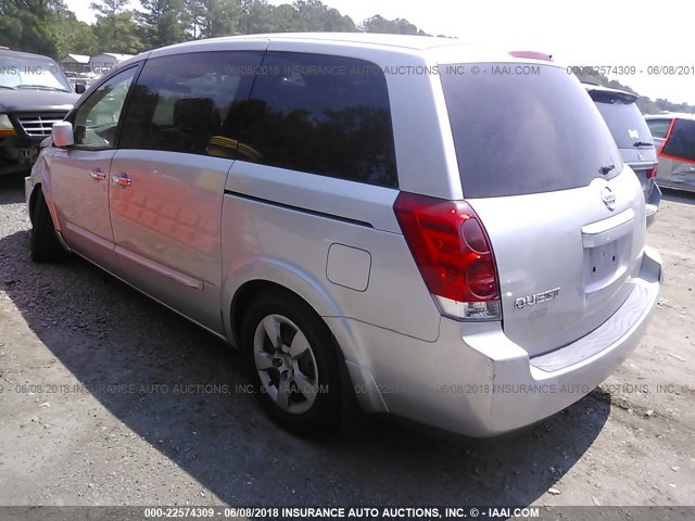 5N1BV28U47N110751 - 2007 NISSAN QUEST S/SE/SL SILVER photo 3