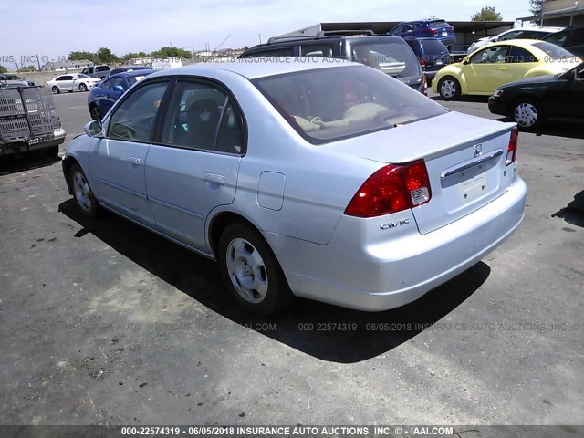 JHMES96693S020321 - 2003 HONDA CIVIC HYBRID BLUE photo 3