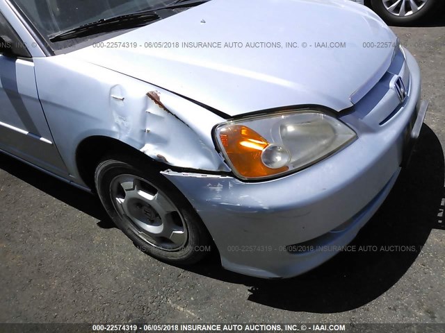 JHMES96693S020321 - 2003 HONDA CIVIC HYBRID BLUE photo 6