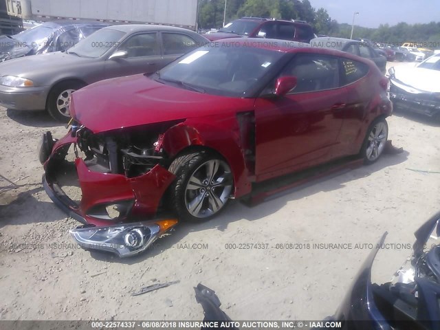 KMHTC6AE1GU265574 - 2016 HYUNDAI VELOSTER TURBO RED photo 2