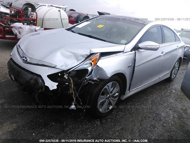 KMHEC4A42FA129474 - 2015 HYUNDAI SONATA HYBRID/LIMITED SILVER photo 2