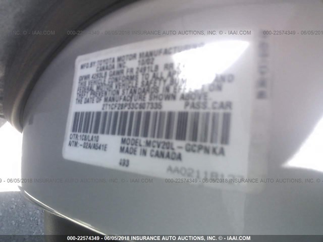 2T1CF28P33C607335 - 2003 TOYOTA CAMRY SOLARA SE/SLE ვერცხლისფერი ფოტო 9