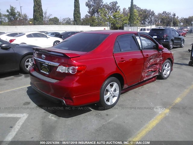 5YFBU4EE0CP036788 - 2012 TOYOTA COROLLA S/LE RED photo 4