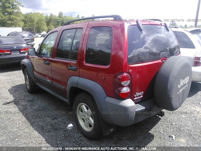 1J4GL48K27W647004 - 2007 JEEP LIBERTY SPORT RED photo 3