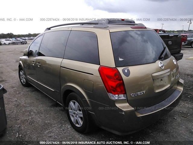 5N1BV28U44N306149 - 2004 NISSAN QUEST S/SE/SL GOLD photo 3